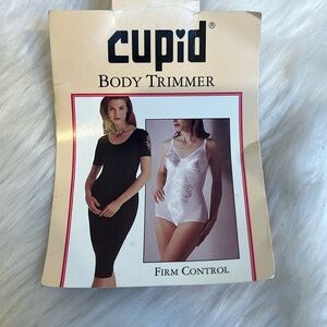 Vintage Cupid Body Trimmer Black Shape Floral Mesh Firm Control Women Size 34B